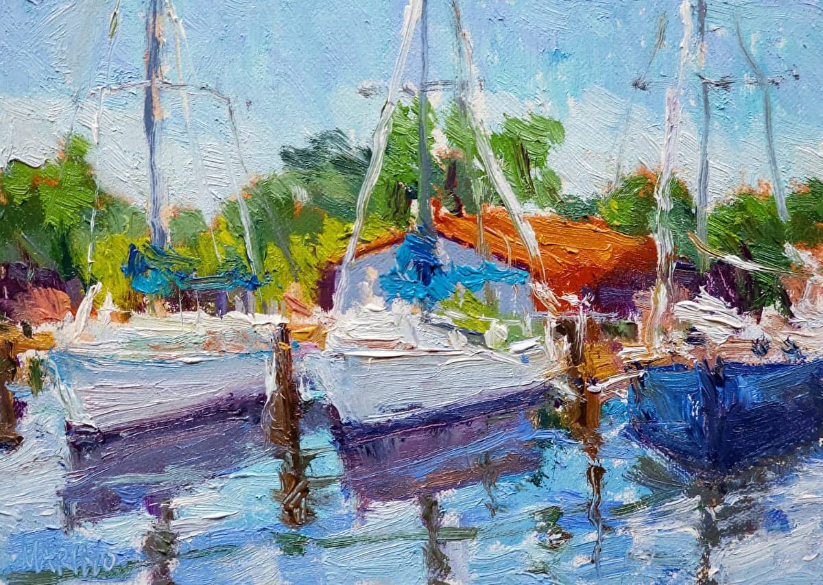'At the Dock,' an oil painting by Maria Marino