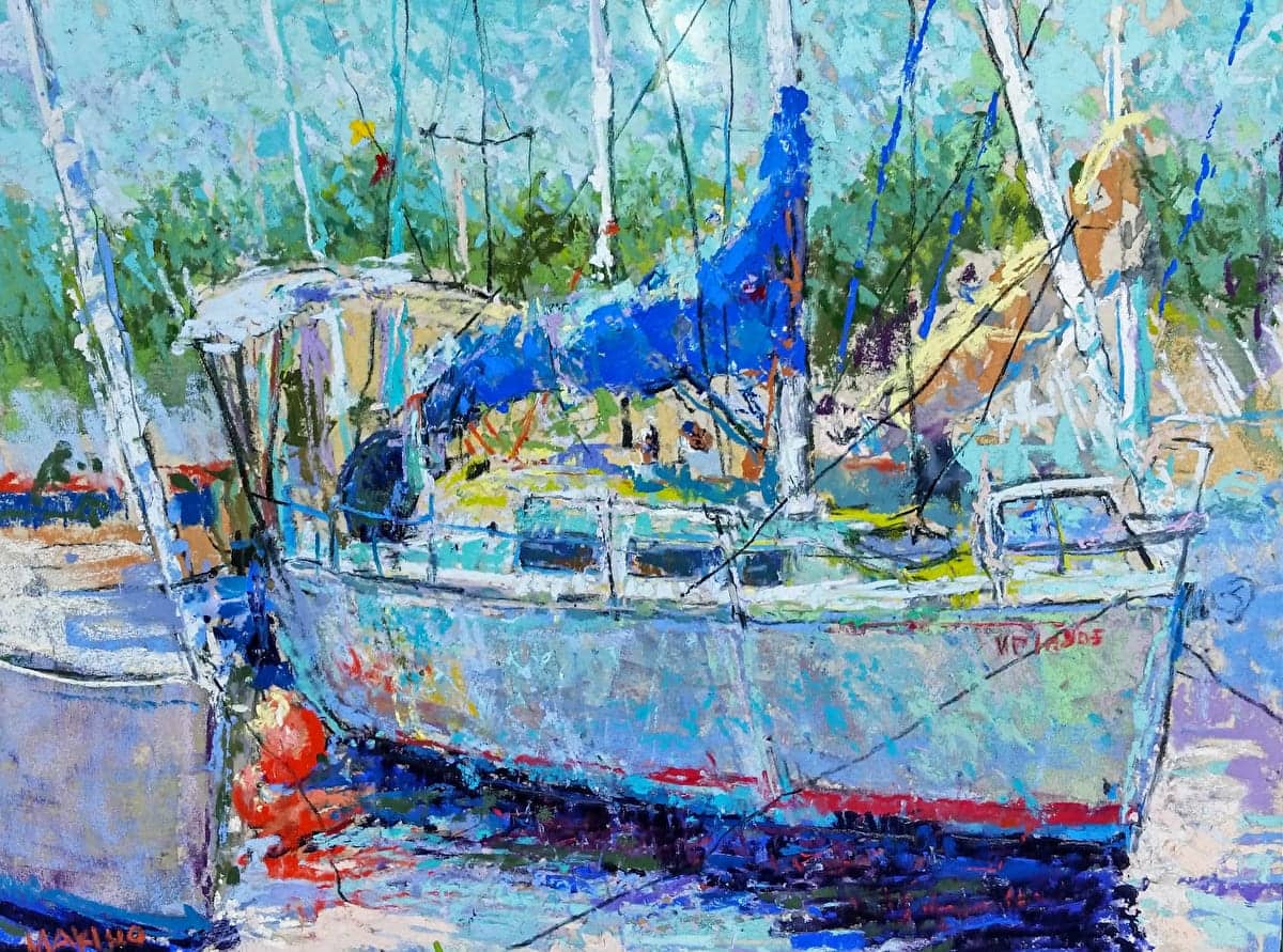 'Ready to Sail — The Wyanoke,' a pastel and watercolor by Maria Marino